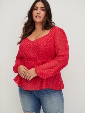 NWT Torrid Peplum Chiffon Clip Heart Blouse Size 0 12 NEW